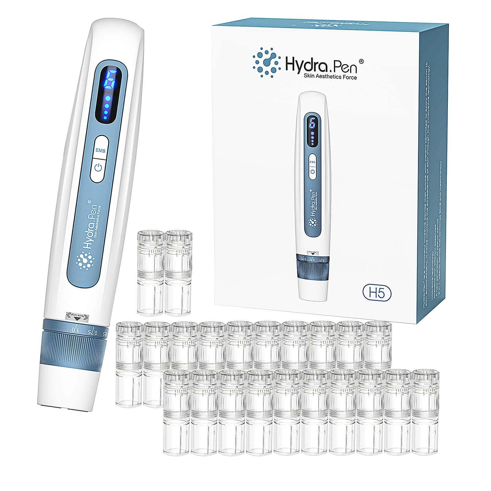 Hydra Pen H5 Blue-White Skincare Device Set with 22 Cartridges (12